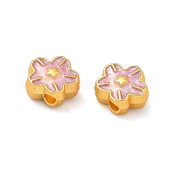 合金エナメルビーズ  花  マットゴールドカラー  プラム  9x10x6mm  穴：2mm&nbsp;FIND-G111-03MG-02