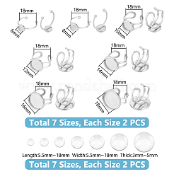 201ステンレススチールカフパッドリングセッティング  透明な丸いガラスのカボション  ステンレス鋼色  トレイ：6~18mm  米国サイズ7 1/4〜米国サイズ8&nbsp;DIY-UN0055-90