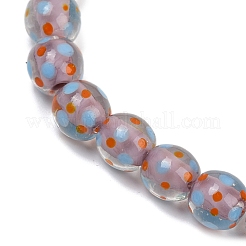 手作りラムワードビーズ連売り  水玉模様のラウンド  紺碧  10~11x9~10mm  穴：1.4mm  約40個/連  14.2~15.94''（36~40.5センチメートル）&nbsp;LAMP-P069-01A-07