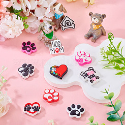 10 個 10 スタイル犬の足跡食品グレードの環境に優しいシリコーンビーズ  DIYネックレスの製作  混合図形  ミックスカラー  24~29x23~30x8~9mm  穴：2~4mm  1個/スタイル&nbsp;SIL-TA0003-43