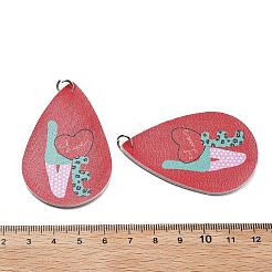 PUレザービッグペンダント  鉄のリング付き  バレンタインデーコレクション  ティアドロップ  56x37x2mm  穴：5.5mm&nbsp;FIND-R050-03B