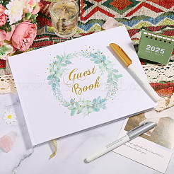 120ページの結婚式ゲストブック  エポキシ樹脂製描画ペン  結婚披露宴のゲストサイン帳  ミックスカラー  180x240x14mm&nbsp;AJEW-GL0002-78
