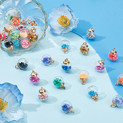 114個19色透明ガラスペンダント  ラウンド  アクリルとPEプラスチックを使用  ミックスカラー  22x16mm  穴：2.5mm  6個/カラー&nbsp;GLAA-ME0001-32