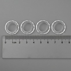 透明なアクリルビーズ  多面カット  ドーナツ  透明  直径約19.5mm  厚さ4.5mm  穴：12mm&nbsp;X-PL671Y-1
