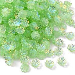 樹脂カボション  ネイルアートの装飾の付属品  ABカラーメッキ  花  ライムグリーン  7x2.5mm&nbsp;MRMJ-S042-003E