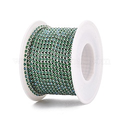 鉄ラインストーンカップチェーン  スプールで  銀  シーグリーン  2~2.5x2~2.5x2~2.5mm  約30.00フィート（9.14m）/ロール&nbsp;CH-T006-01A-09