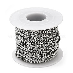 変色しにくい304ステンレススチールカーブチェーン  溶接されていない  ステンレス鋼色  4x3x2mm&nbsp;STAS-M032-4mm-51P