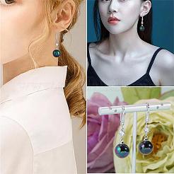 キュービックジルコニア付きパールイヤリングホワイト淡水シェルパールダングルフックイヤリングスタッドラウンドボールドロップフープピアス真鍮ジュエリーギフト女性のための  カラフル  42.5x12mm  ピン：0.8mm&nbsp;JE1097C