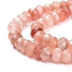 染め天然マレーシアジェイド翡翠ロンデルビーズ連売り  多面カット  ライトコーラル  4x2~3mm  穴：1mm  約110~115個/連  14インチ&nbsp;G-E316-2x4mm-42