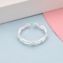 女性用スターリングシルバーオープンカフリング925個  花  s925スタンプあり  銀  4mm  usサイズ7 1/4(17.5mm)&nbsp;STER-N016-147S
