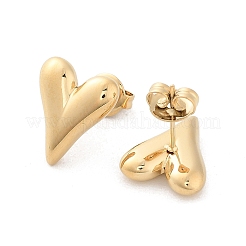 304ステンレススチールスタッドピアス  ハート  14KGP本金メッキ  14x12mm&nbsp;EJEW-H115-31G