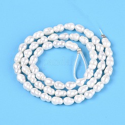 天然有核パールビーズ連売り  けし真珠  ライス  乳白色  4~11.5x4~6mm  穴：0.5mm  約50~82個/連  15.16~15.55インチ（38.5~39.5cm）&nbsp;PEAR-N012-02Q-01