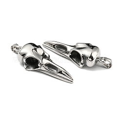 304ステンレススチール製ビッグペンダント  鳥の頭蓋骨  アンティークシルバー  56x21.5x14.5mm  穴：9x4.5mm&nbsp;STAS-H365-16
