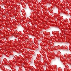 焼付塗装ガラスシードビーズ  ピーナッツ  レッド  2~2.5x4x2mm  穴：0.8mm  約15000個/ポンド&nbsp;SEED-A033-04S