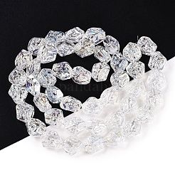 電気メッキガラスビーズセット  ナゲット  クリアAB  13.5~14x13~13.5x10mm  穴：1mm  約45個/連  24.21インチ（61.5cm）&nbsp;EGLA-N012-08A