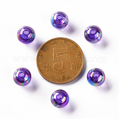 透明なアクリルビーズ  ABカラーメッキ  ラウンド  青紫色  8x7mm  穴：2mm  約1745個/500g&nbsp;MACR-S370-B8mm-747