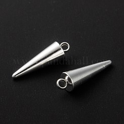 304ステンレスペンダント  スパイク/コーン  銀  18x5mm  穴：2mm&nbsp;X-STAS-G214-47S-01