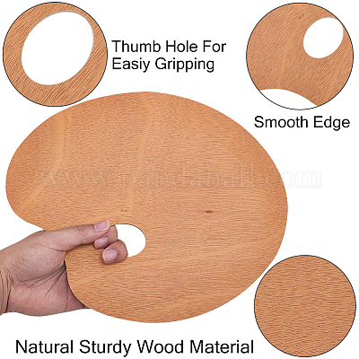 楕円形の木のカラーパレット  シエナ  298x248x4.5mm  穴：46.5x35.5mm&nbsp;AJEW-WH20098-001-1