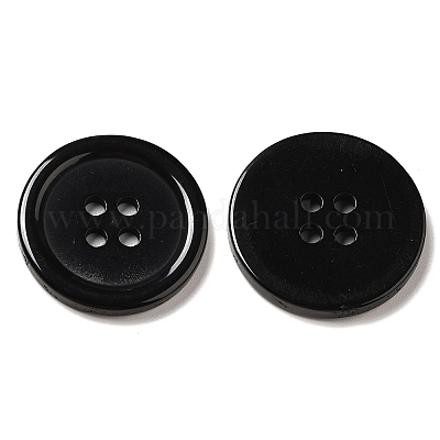 樹脂ボタン  染め  フラットラウンド  ブラック  22x3mm  穴：2mm  195個/袋&nbsp;RESI-D030-22mm-02-1