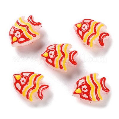 手作りランプワークビーズ  魚  レッド  18x22.5x10.5mm  穴：1.2mm&nbsp;LAMP-S068-06E-1