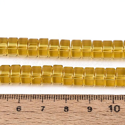透明ガラスビーズ連売り  フラットラウンド  ゴールデンロッド  8~8.5x4~4.5mm  穴：0.7~1mm  約95~100個/連  14.57~15.35''（37~39センチメートル）&nbsp;GLAA-N026-4x8mm-T07-1