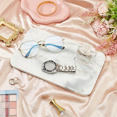 磁器の平らなサービングトレイ  大理石模様の長方形  ライトグレー  260x158x10mm&nbsp;PORC-WH0016-05-1