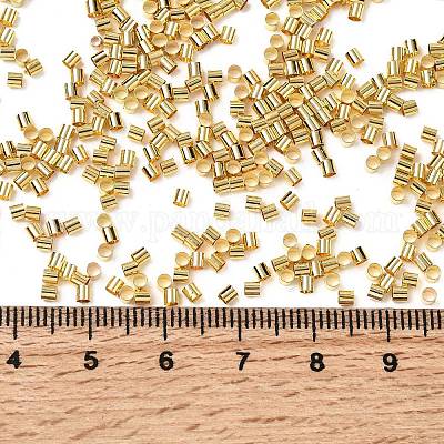 真鍮製つぶし玉カシメ玉  チューブ  ゴールドカラー  2x2x0.1~0.13mm  穴：1.5mm&nbsp;KK-R077-2mm-G-1