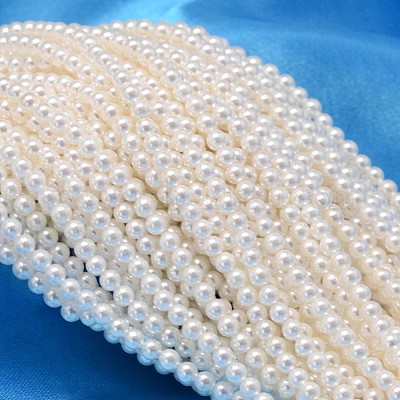 ラウンドシェルパールビーズ連売り  ホワイト  2.5mm  穴：0.5mm  約169個/連  15.74インチ&nbsp;BSHE-L011-2.5mm-A013-1