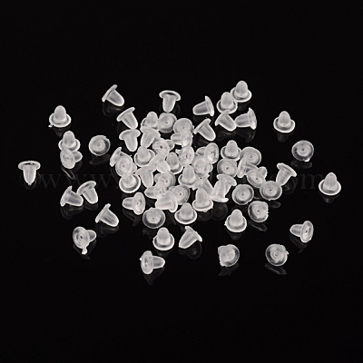 プラスチック製ピアスキャッチ  ピアスバックキャッチ  透明  4x3.5x3.5mm  穴：0.7mm&nbsp;E374Y-1-1