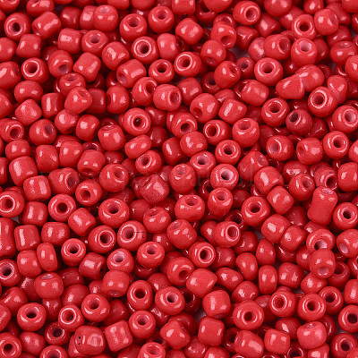 焼付塗装ガラスシードビーズ  インディアンレッド  8/0  3mm  穴：1mm  約10000個/袋&nbsp;SEED-S002-K5-1