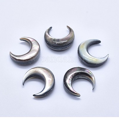 天然石ブラックリップシェルカボション  ムーン  18~22x16~19x2~8mm&nbsp;SSHEL-P015-80B-20mm-1
