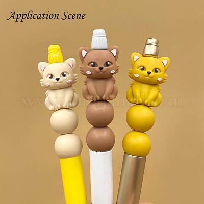 シリコンビーズ  猫の形  ホワイト  28x20.5x16.5mm  穴：2mm&nbsp;SIL-S010-04A-1