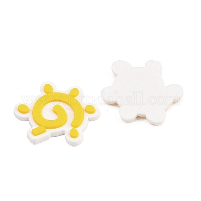 プラスチックカボション  ラバー加工  太陽  ゴールド  30x25x3mm&nbsp;PVC-D001-02D-1