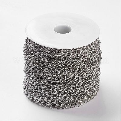 アイアンチェーン  溶接されていない  ツイストチェーン  溶接されていない  オーバル  スプールで  鉛フリーとニッケルフリー  プラチナ  8x6x1mm&nbsp;CH-DK1.0-P-FF-1