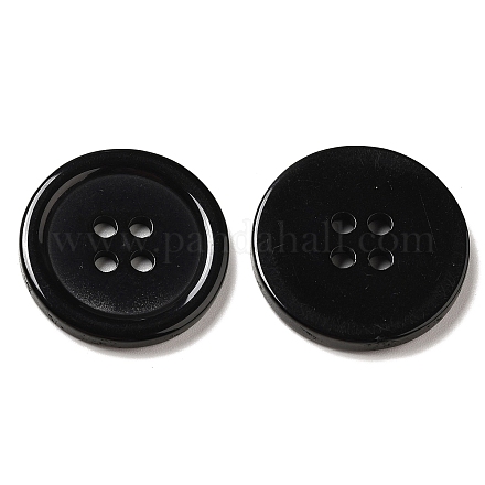 樹脂ボタン  染め  フラットラウンド  ブラック  22x3mm  穴：2mm  195個/袋&nbsp;RESI-D030-22mm-02-1