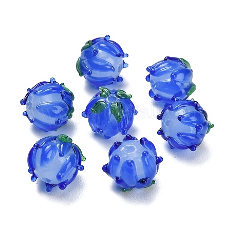 手作りランプワークビーズ  チューリップ  藤紫色  13~14.5x13.5mm  穴：1.4mm&nbsp;LAMP-F041-02-A11-1