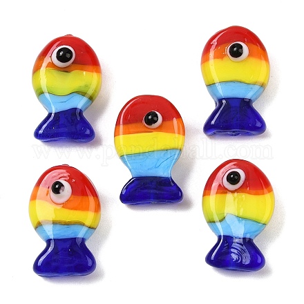 手作りランプワークビーズ  カラフル  魚  20x13mm&nbsp;PW-WGAEF60-05-1