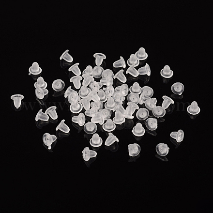 プラスチック製ピアスキャッチ  ピアスバックキャッチ  透明  4x3.5x3.5mm  穴：0.7mm&nbsp;E374Y-1-1