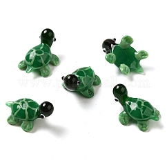 手作りランプワーク家の装飾  ギフト用の3Dカメの装飾品  グリーン  26~28x19~20x18~20mm