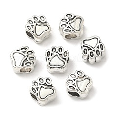 合金ヨーロピアンビーズ  エナメルのセッティング  大穴ビーズ  犬の足跡  アンティークシルバー  11.5x10.5x7.5mm  穴：5mm