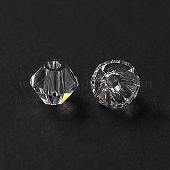 透明ガラスビーズ  双円錐形  透明  4x4x3.5mm  穴：1mm  720個/袋&nbsp;GGLA-Z004-05W