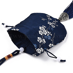シルク包装袋  ヴィンテージ香りのサシェ香水バッグ  タッセル付き  プルシアンブルー  32~34cm&nbsp;ABAG-L005-E05