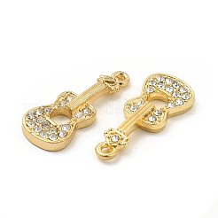 ラックメッキ合金ラインストーンペンダント  カドミウムフリー＆ニッケルフリー＆鉛フリー  ギターチャーム  ゴールドカラー  29x12x3.5mm  穴：1.8mm&nbsp;ALRI-M006-13G