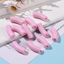 不透明なアクリルビーズ  カーブチューブ  ミスティローズ  34.5x13x11mm  穴：3.5mm&nbsp;X1-SACR-S677-022