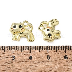 合金ペンダント  猫の形のチャーム  エナメル  ラックめっき  長持ちメッキ  ゴールドカラー  13x14.5x6mm  穴：1.8mm&nbsp;AL-CBA5609-15G