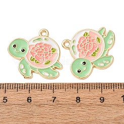 合金エナメルチャーム  動物のチャーム  ラックめっき  長持ちメッキ  ゴールドカラー  カメのチャーム  23x25x1.5mm  穴：1.8mm&nbsp;AL-CBA7E34-01B-G