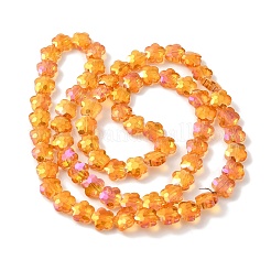 電気メッキガラスビーズセット  スモモの花  オレンジ  10x10x5mm  穴：1mm  約70個/連  25.83''（65.6センチメートル）&nbsp;EGLA-B006-04A-HR01