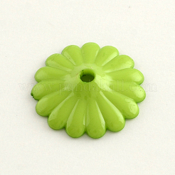 不透明なアクリルフラワービーズキャップ  より多くの花びら  ミックスカラー  31x7mm  穴：4mm  約295個/500g&nbsp;SACR-Q099-M21
