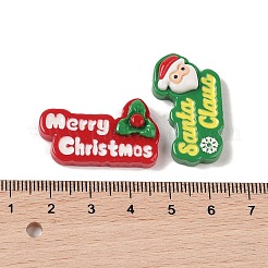 メリークリスマス 不透明樹脂 デコデン カボション  単語の混合形  ミックスカラー  16~18x30~32x6~6.5mm&nbsp;RESI-S391-03