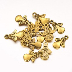 チベットスタイルの天使合金チャーム  鉛フリー＆カドミウムフリー  アンティーク黄金  18x13x2mm  穴：1.5mm  約925個/1000g&nbsp;TIBEP-A579-AG-RS